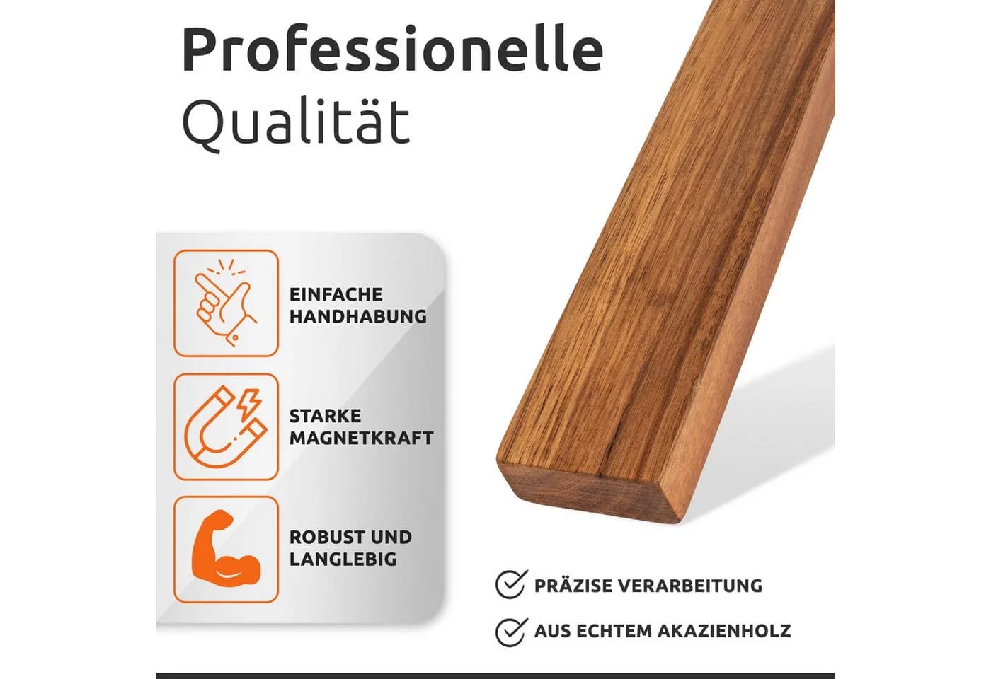 ECENCE Magnetleiste aus Akazienholz 40cm Wandmontage