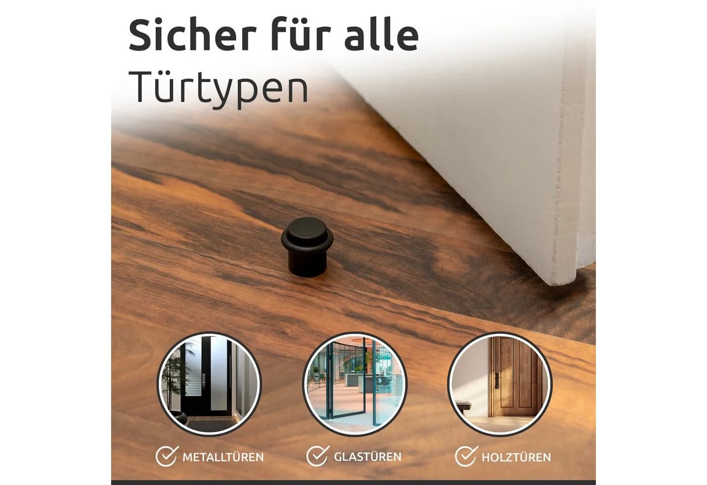 ECENCE Bodentürstopper 2x Edelstahl Schwarz mit Gummiring - Bild 3