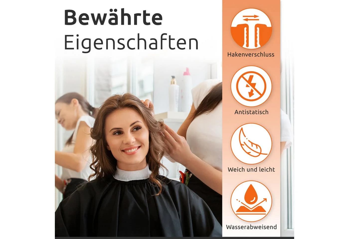 ECENCE Friseurumhang mit Kamm und Nackenpinsel Schwarz