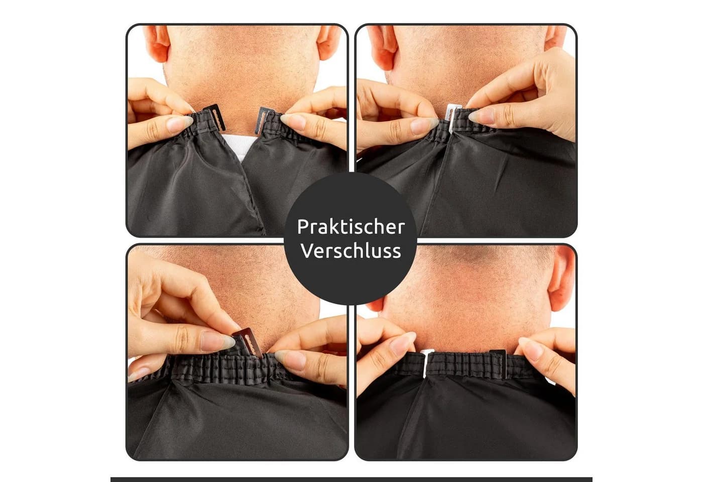 ECENCE Friseurumhang mit Kamm und Nackenpinsel Schwarz - Bild 3