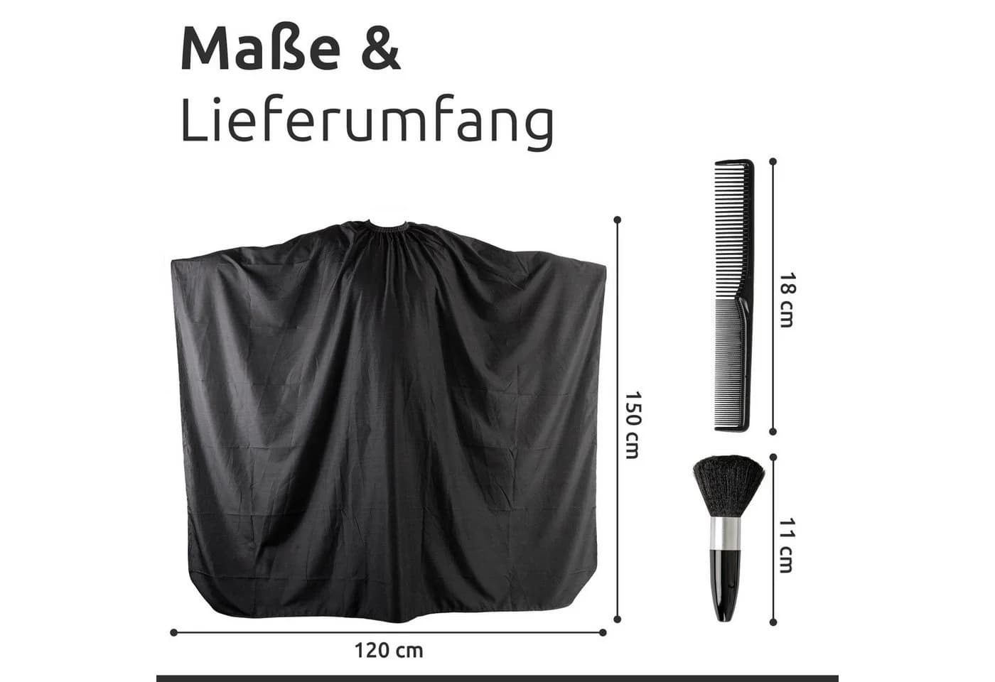 ECENCE Friseurumhang mit Kamm und Nackenpinsel Schwarz - Bild 4