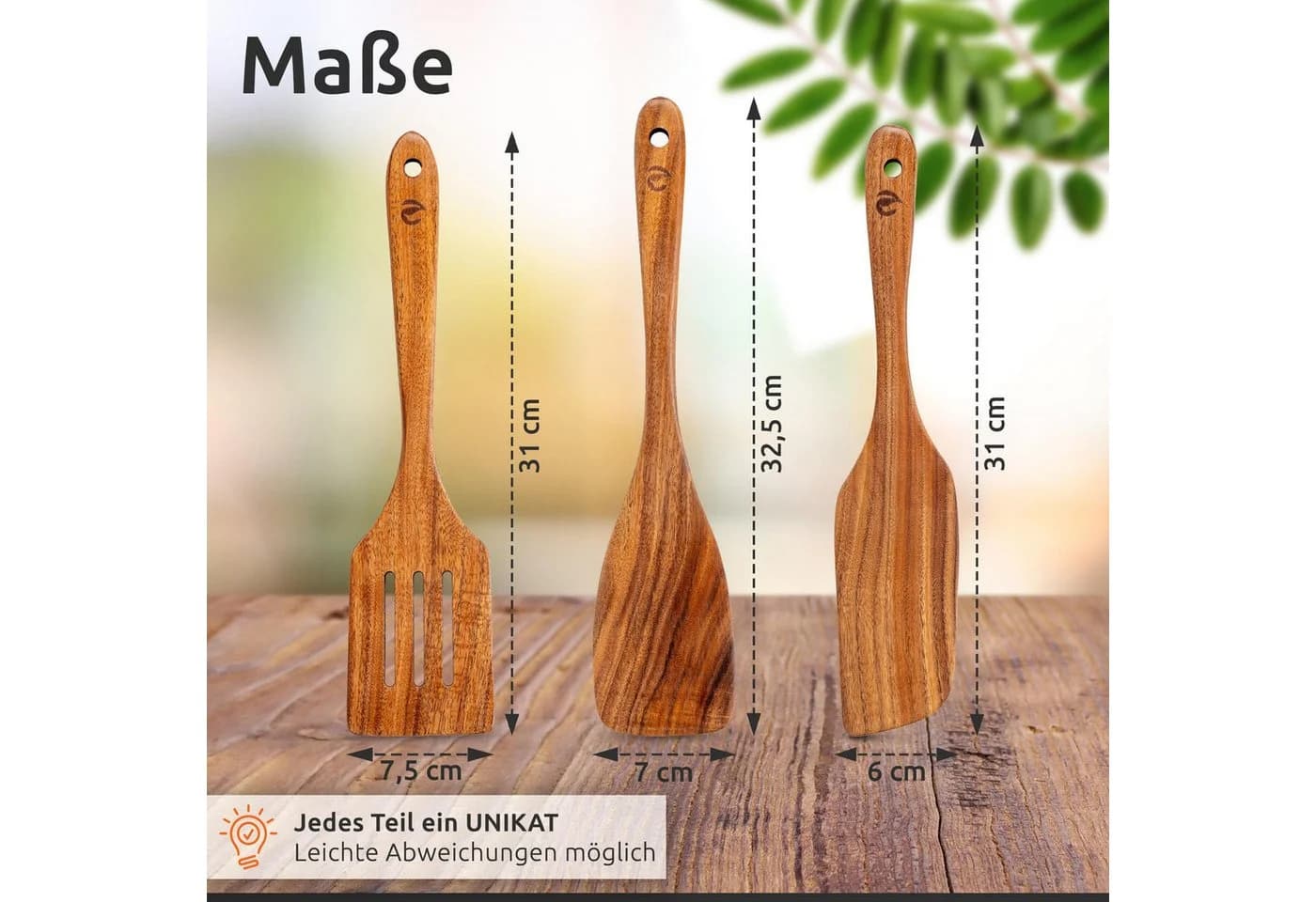 ECENCE Pfannenwender Set Akazienholz 3-teilig - Bild 4