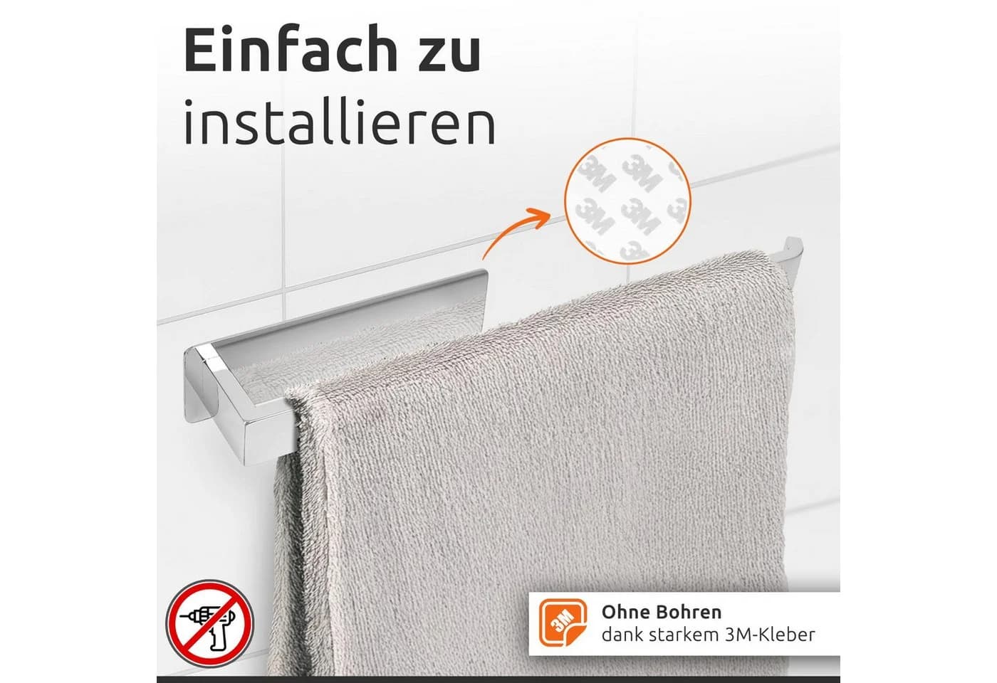 ECENCE Handtuchhalter Handtuchstange Chrom 38cm - Bild 5