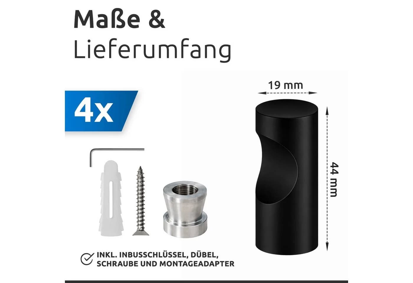 ECENCE Wandhaken 4 Stück Schwarz Edelstahl 304 zum Bohren - Bild 4