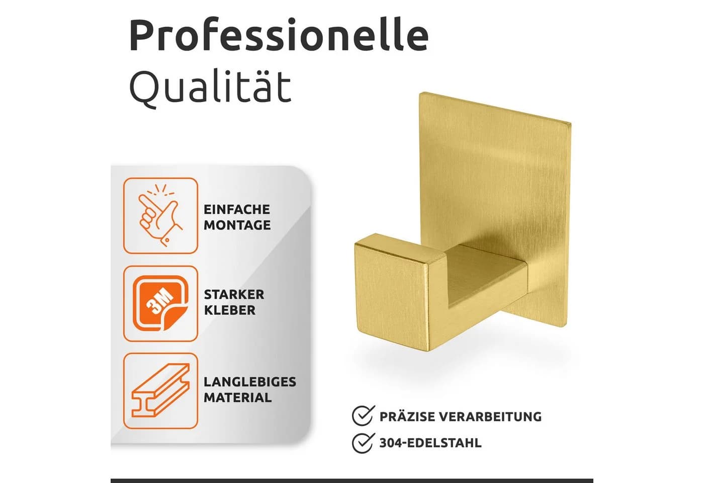 ECENCE Handtuchhalter 2x selbstklebend gold Edelstahl