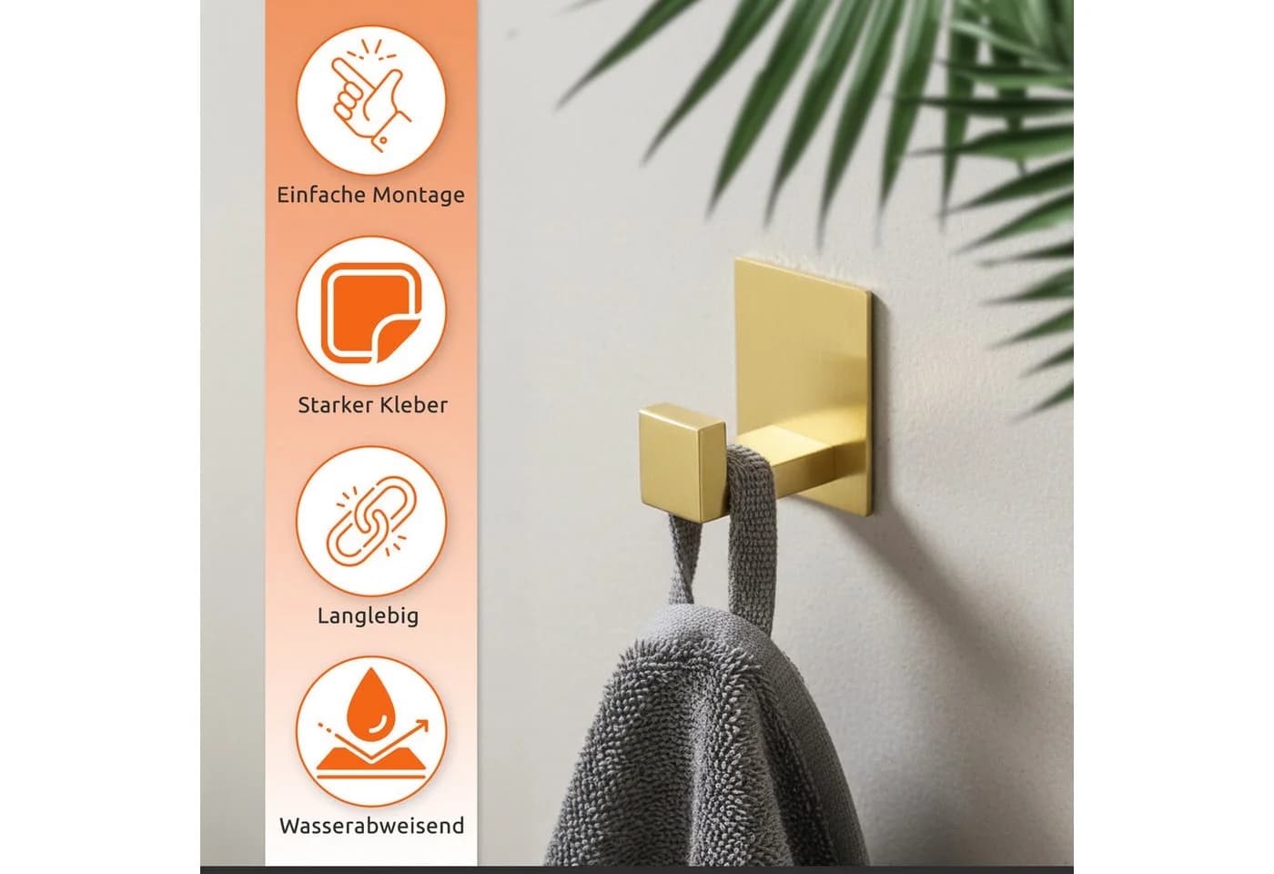 ECENCE Toilettenpapierhalter & Handtuchhaken Set Gold Edelstahl