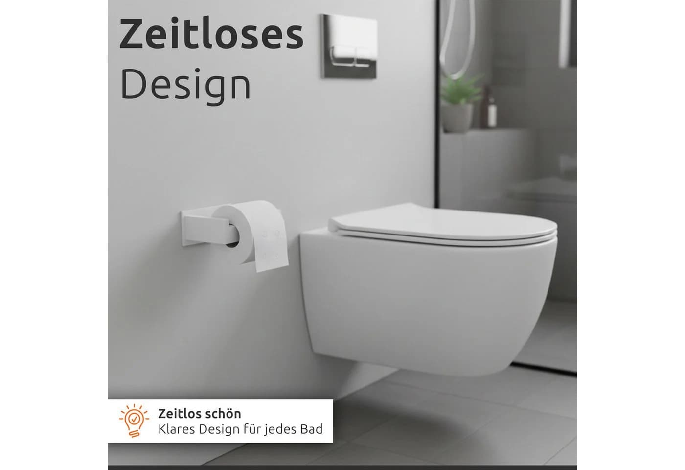 ECENCE Toilettenpapierhalter selbstklebend Edelstahl 304 Weiß - Bild 3