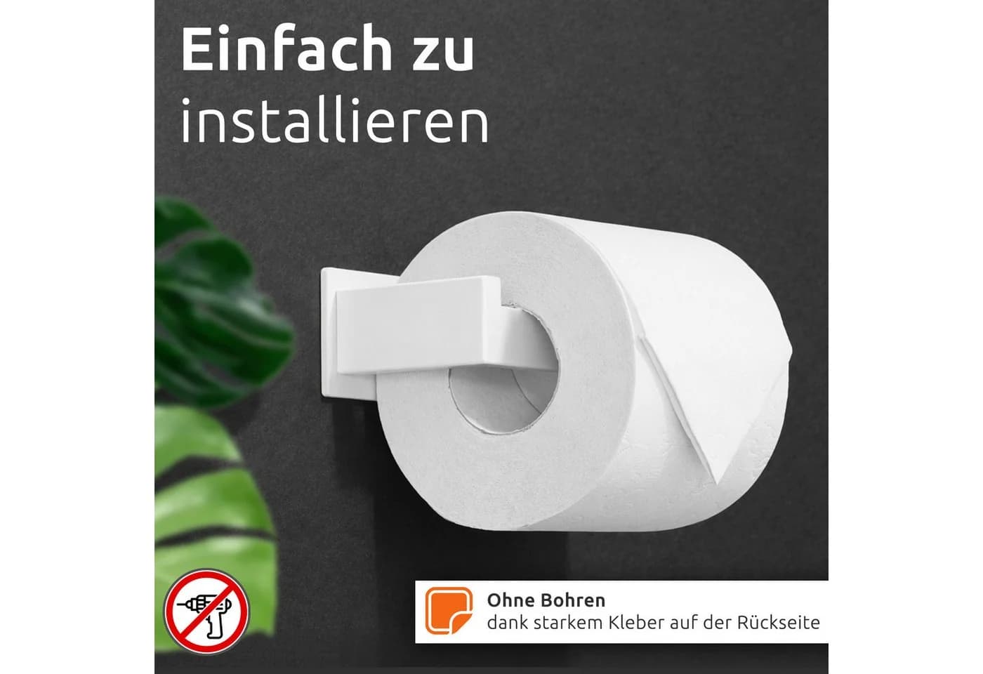 ECENCE Toilettenpapierhalter selbstklebend Edelstahl 304 Weiß - Bild 5