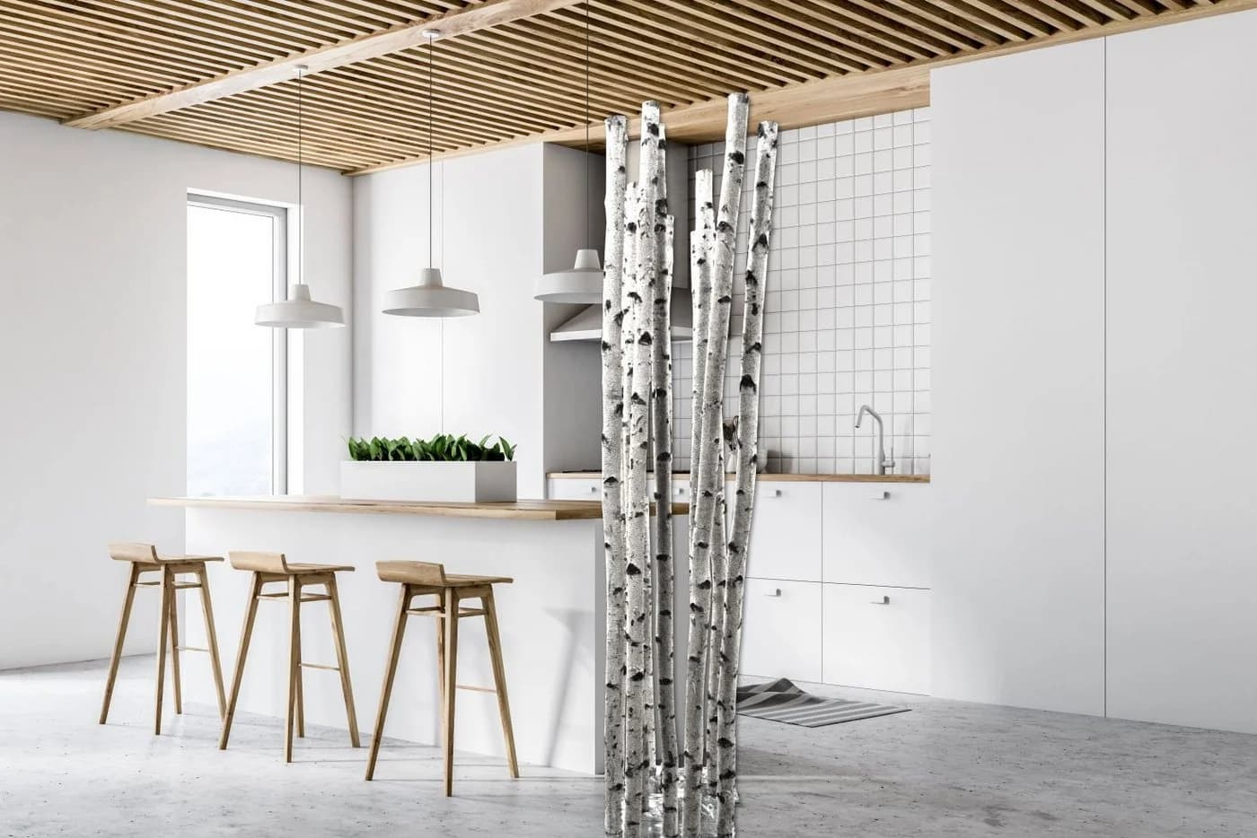 iWerk Birkenstamm Dekofigur 180 cm Natur