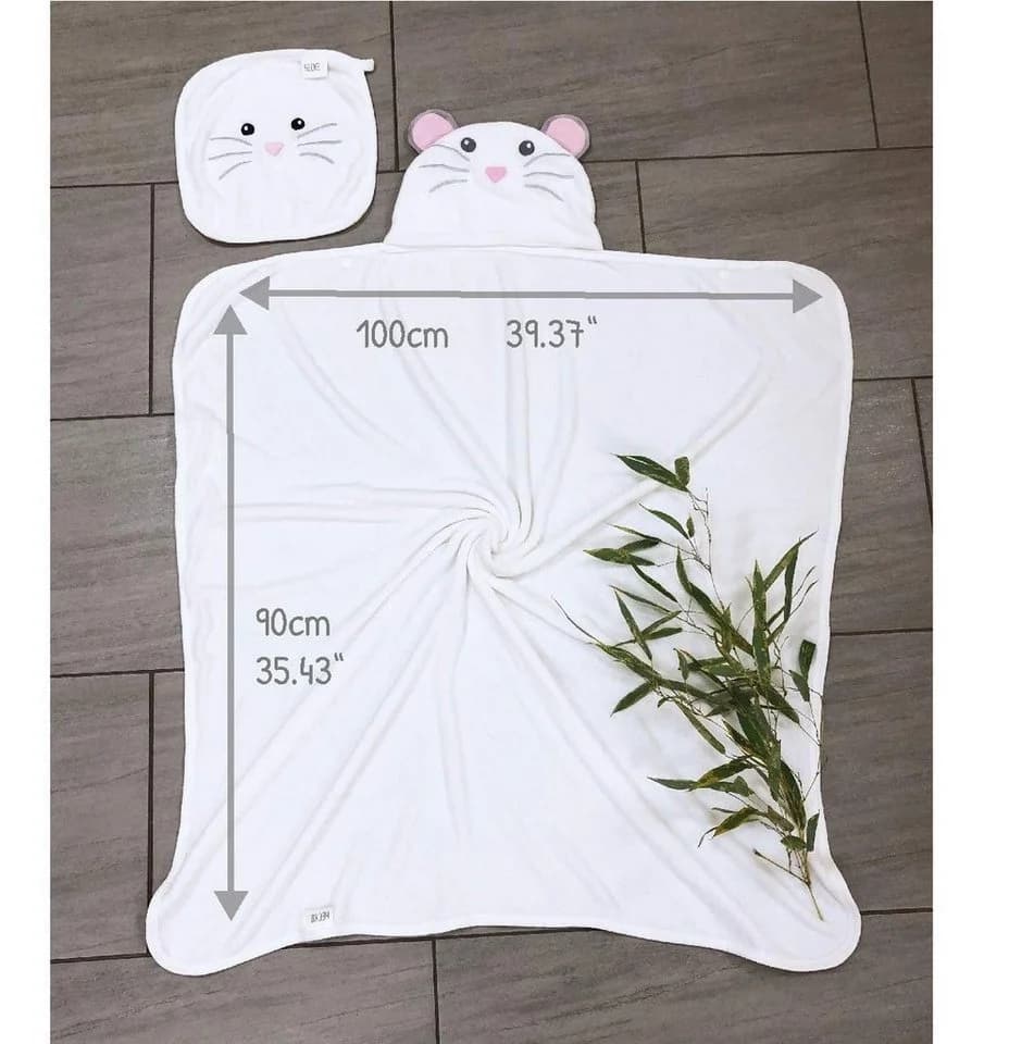 HECKBO Kapuzenhandtuch Maus mit Waschlappen Baby Geschenk