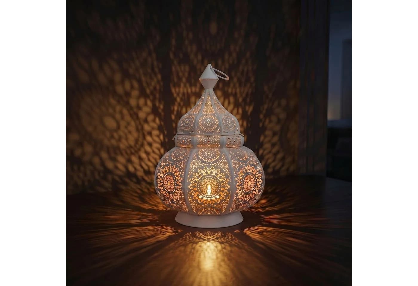 Marrakesch Orient & Mediterran Interior Teelichthalter Ziva Weiss Handarbeit