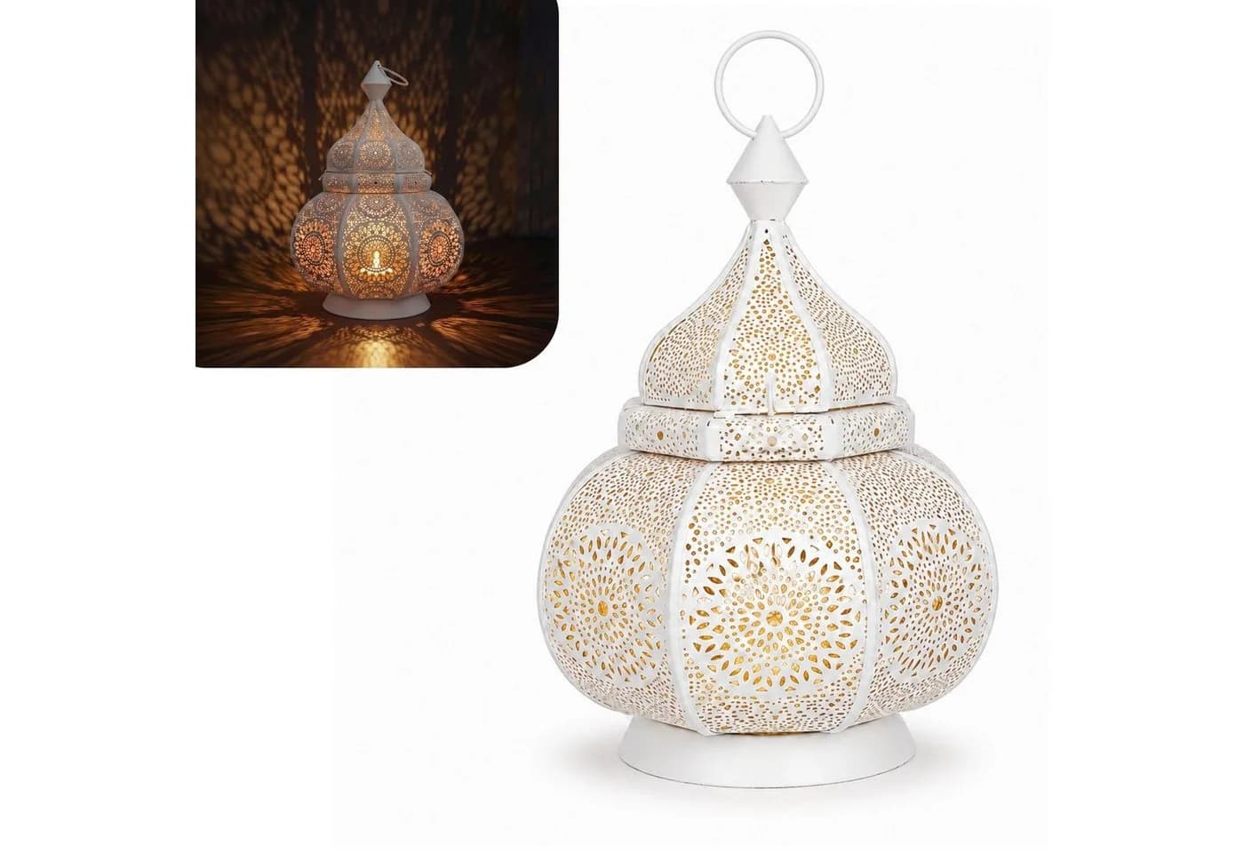 Marrakesch Orient & Mediterran Interior Teelichthalter Ziva Weiss Handarbeit - Bild 2