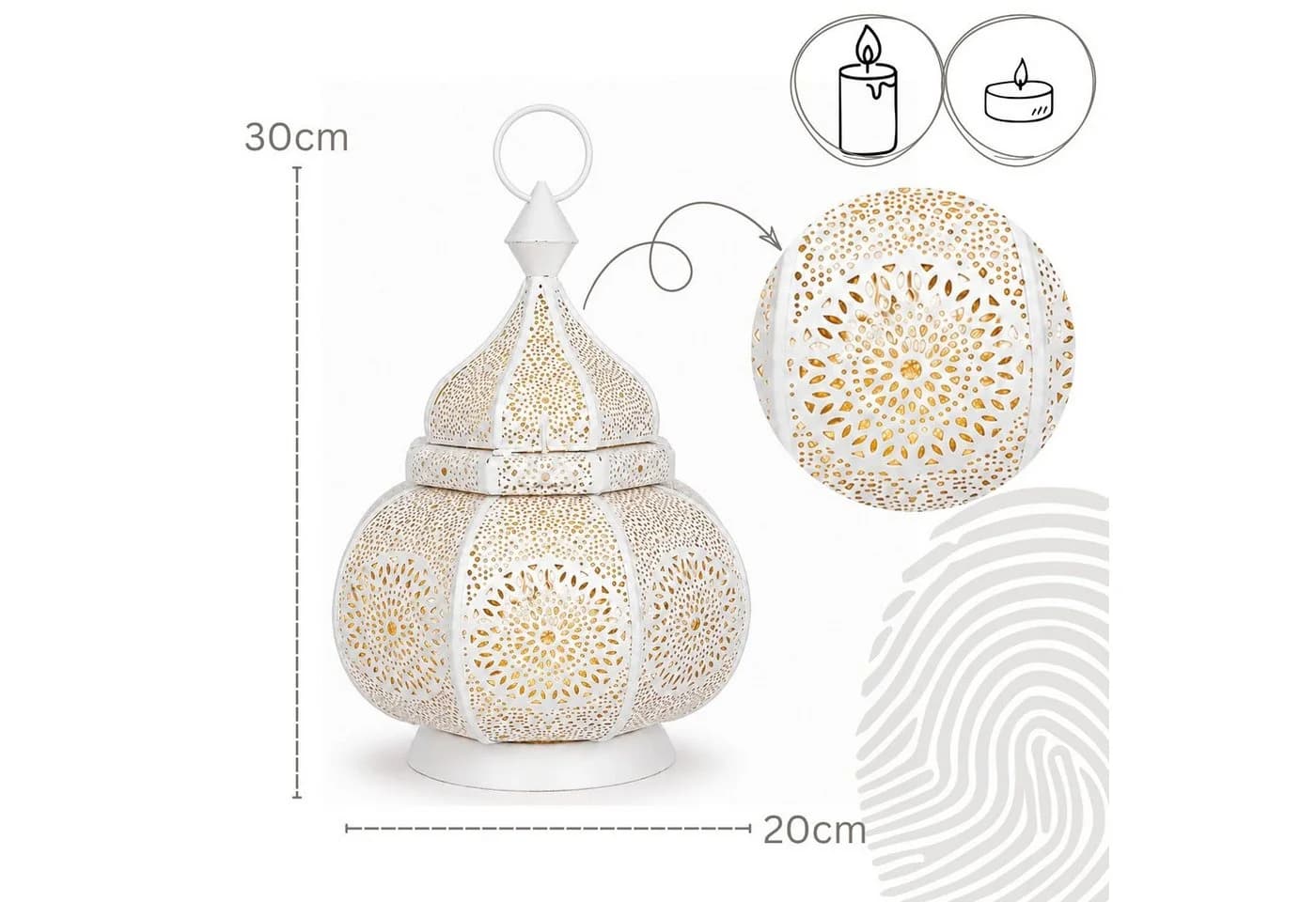 Marrakesch Orient & Mediterran Interior Teelichthalter Ziva Weiss Handarbeit - Bild 3