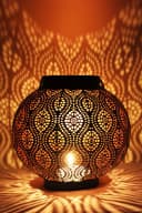 Marrakesch Orient & Mediterran Interior Teelichthalter Orientalisches Indisches Windlicht Bahadir Schwarz Bild 3