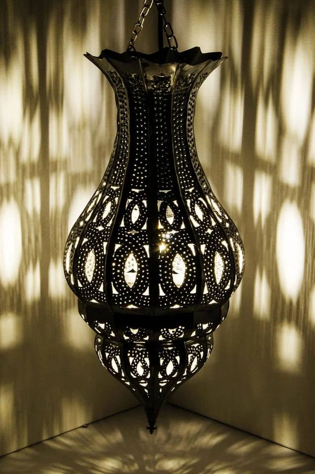 Marrakesch Orient Pendelleuchte Djamir Silber Handgefertigt