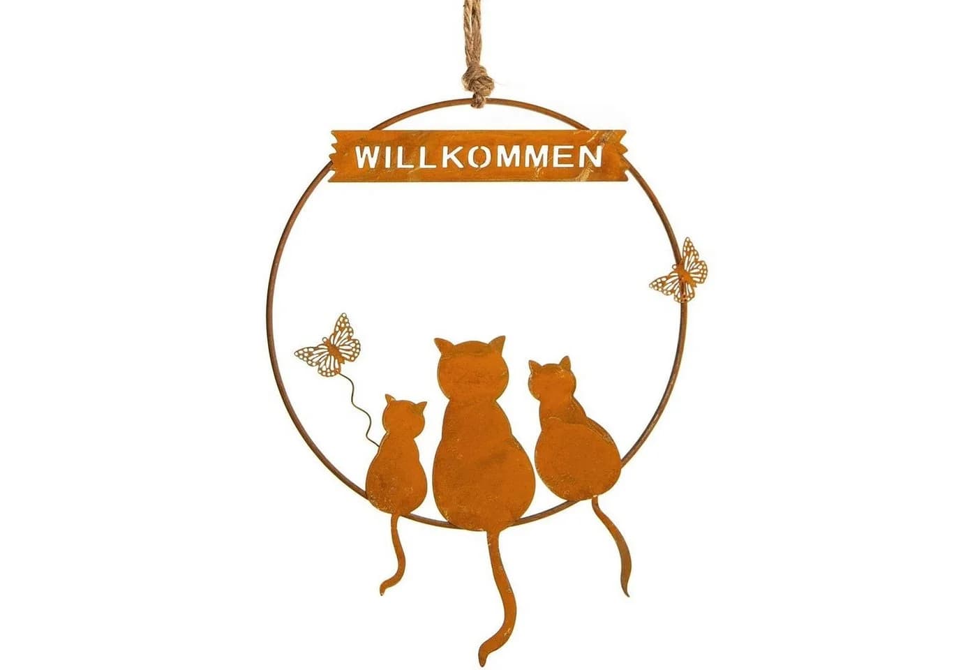 Logbuch-Verlag Türkranz WILLKOMMEN Metall Rostpatina Katzen Motiv - Bild 2