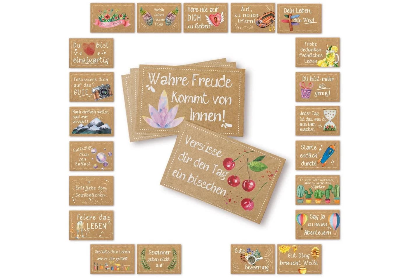 Logbuch-Verlag Motivationskarten 24 Mini-Karten Kraftpapier-Optik 8,5 x 5,5 cm - Bild 2
