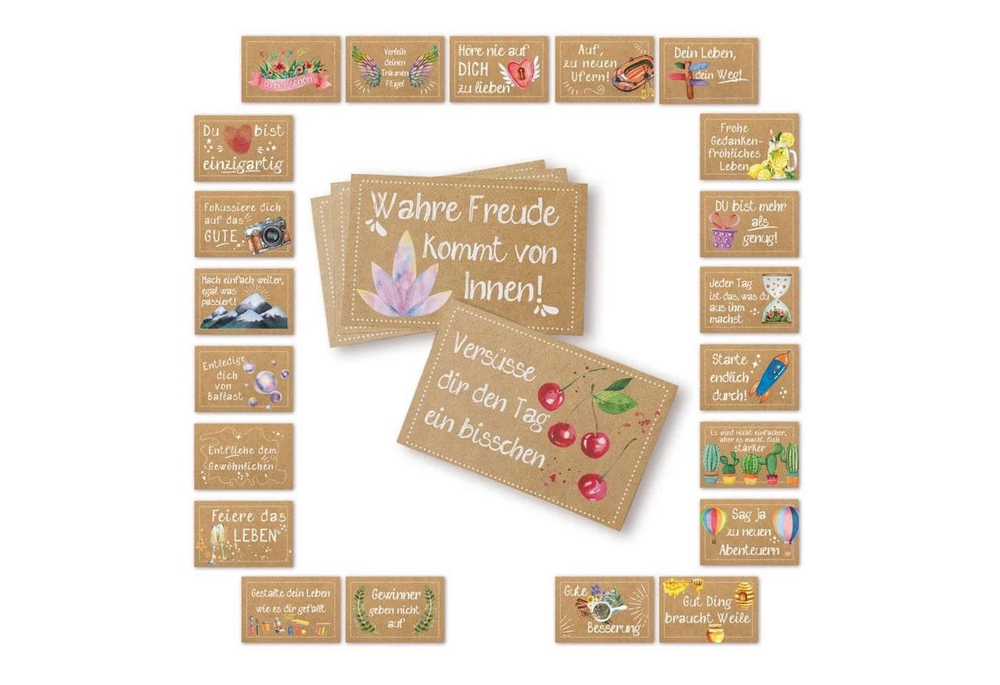 Logbuch-Verlag Motivationskarten 24 Mini-Karten Kraftpapier-Optik 8,5 x 5,5 cm - Bild 3