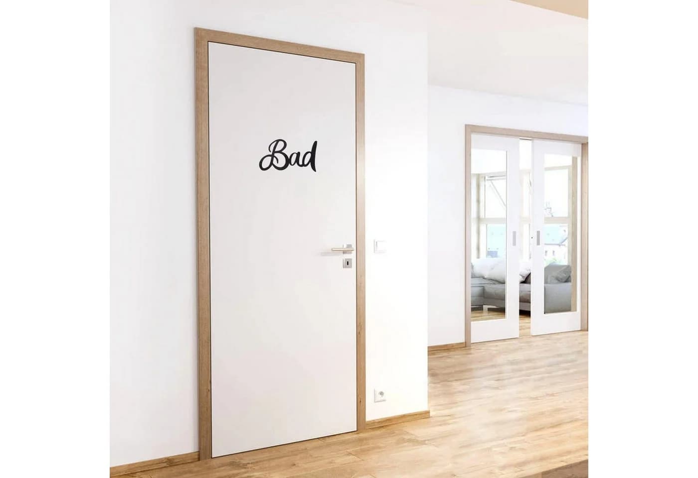 Logbuch-Verlag Türschild Bad aus Holz Schwarz - Bild 3