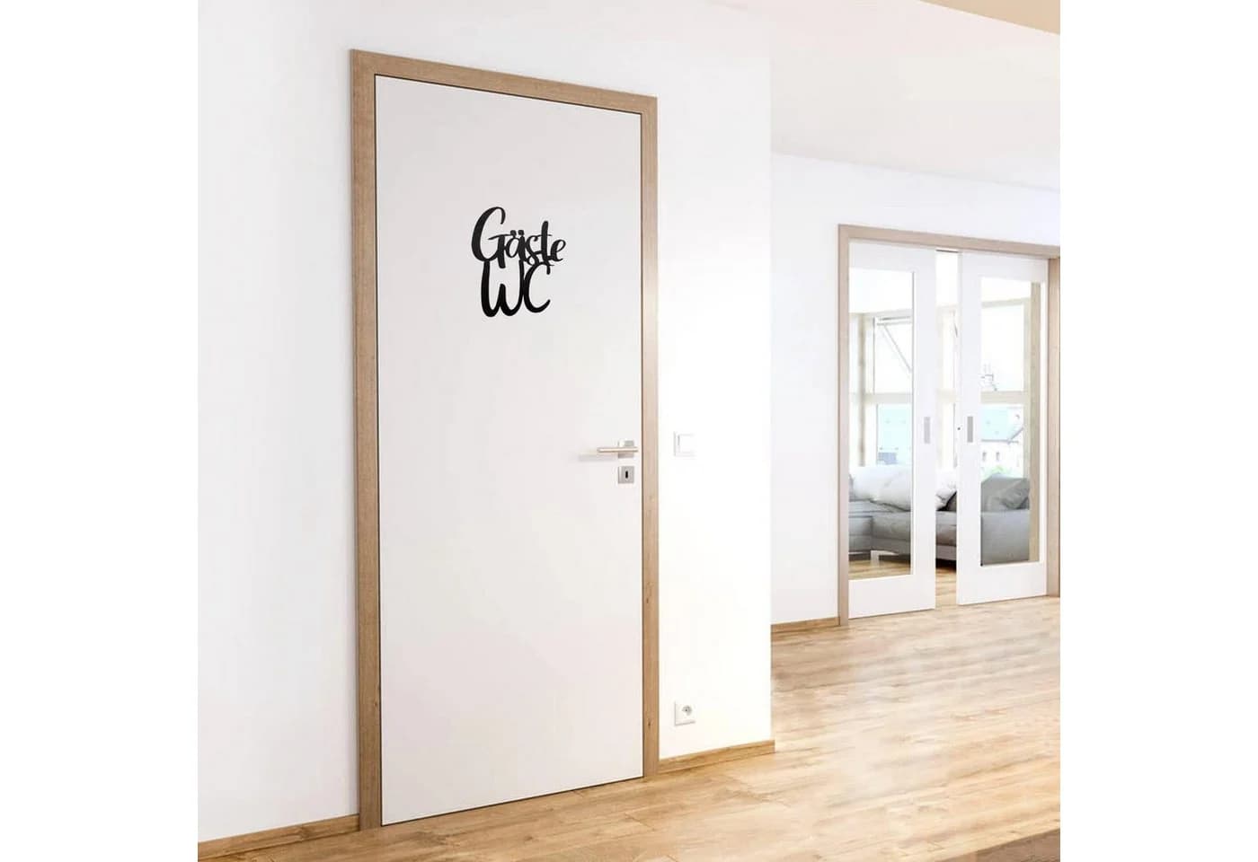 Logbuch-Verlag Gäste-WC Türschild aus Holz 20 cm Schwarz - Bild 3