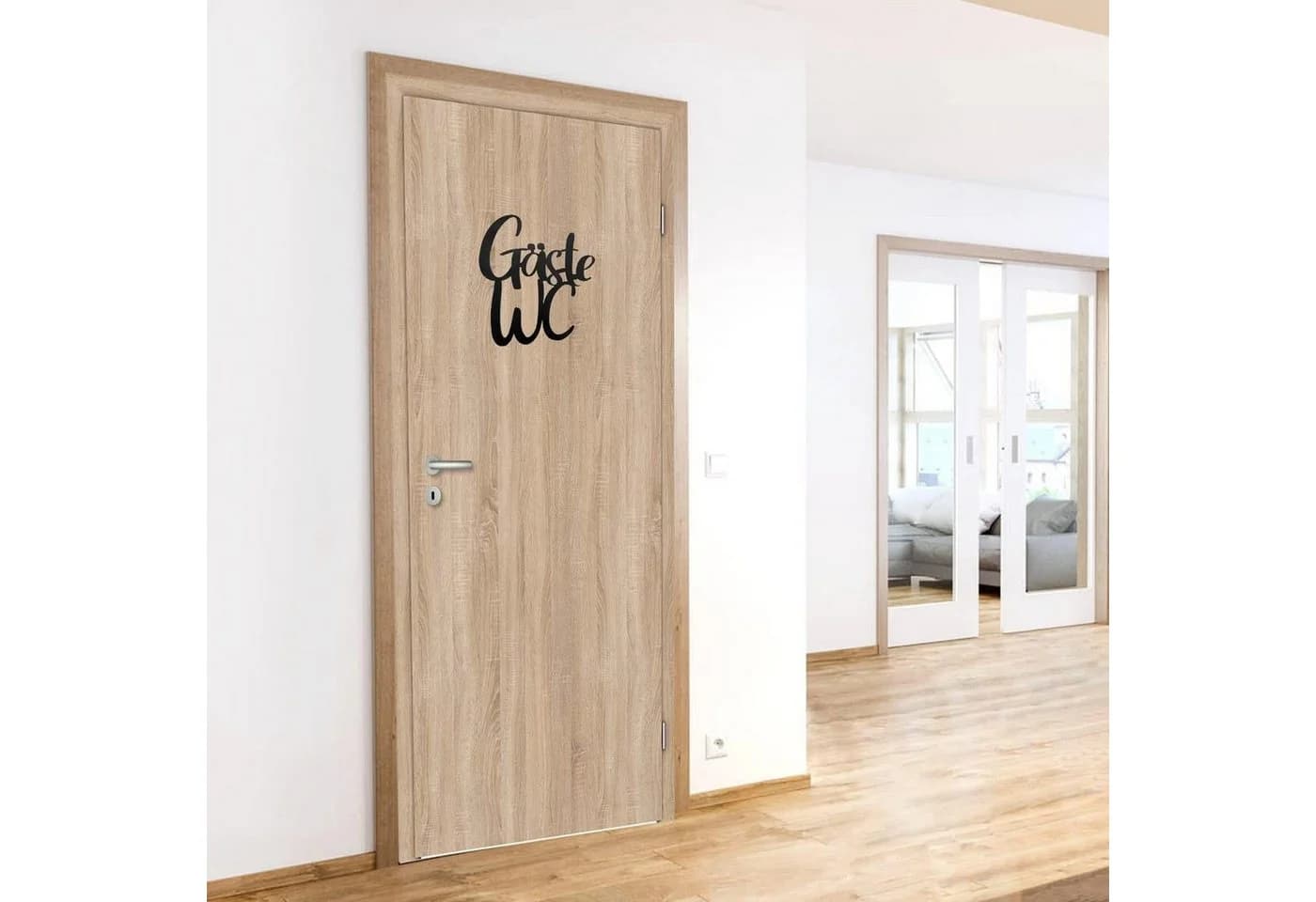 Logbuch-Verlag Gäste-WC Türschild aus Holz 20 cm Schwarz - Bild 5
