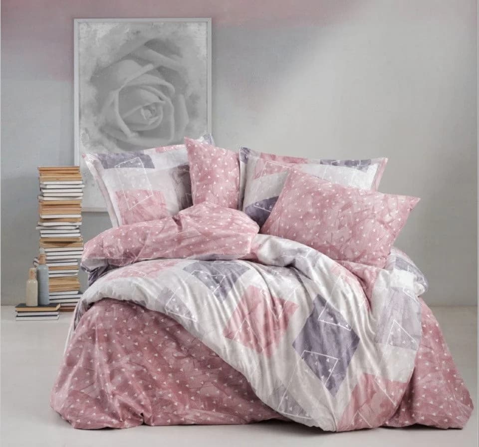ROLFNERS Bettwäsche 5-tlg. Rosa 100% Baumwolle Ranforce