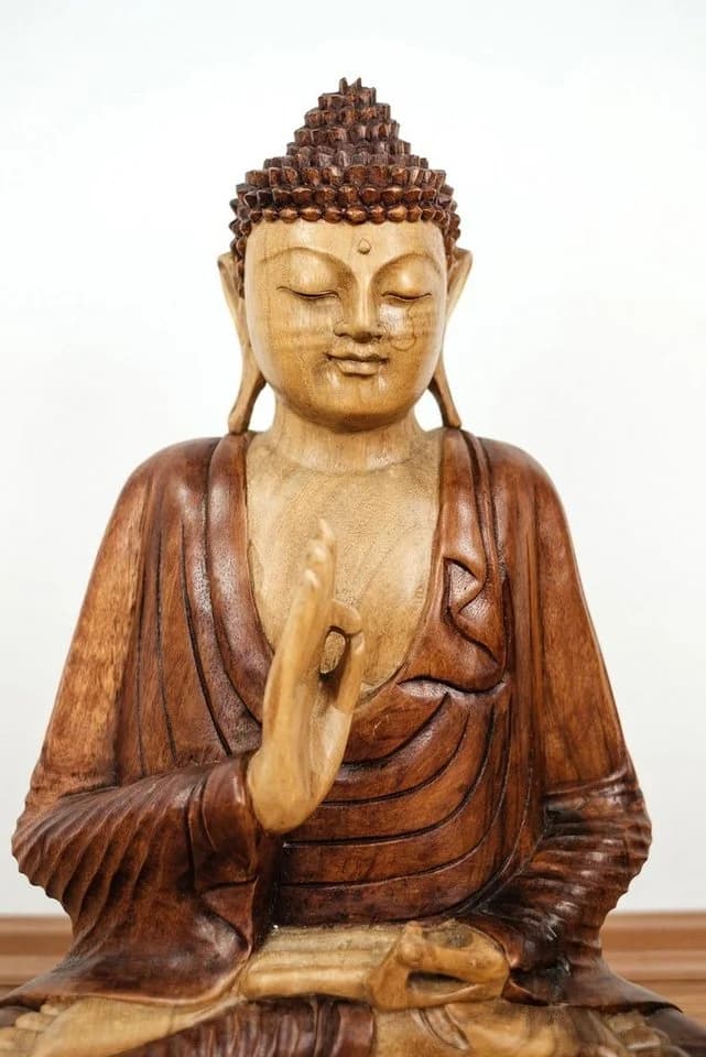 livasia Buddhafigur aus Massivholz, Vitarka Mudra, Ruheausstrahlend - Bild 3
