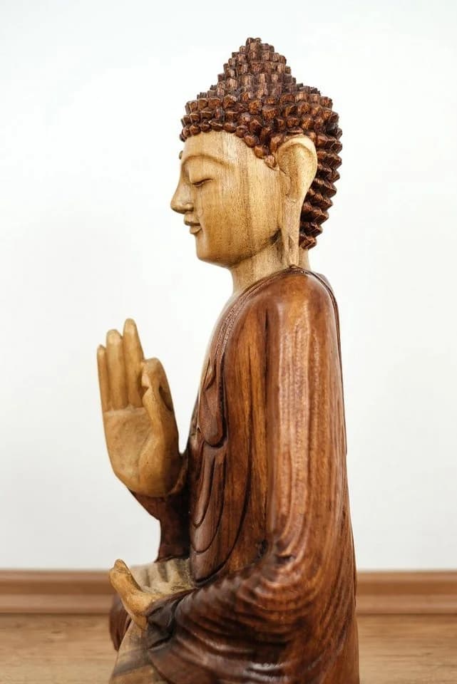 livasia Buddhafigur aus Massivholz, Vitarka Mudra, Ruheausstrahlend - Bild 5