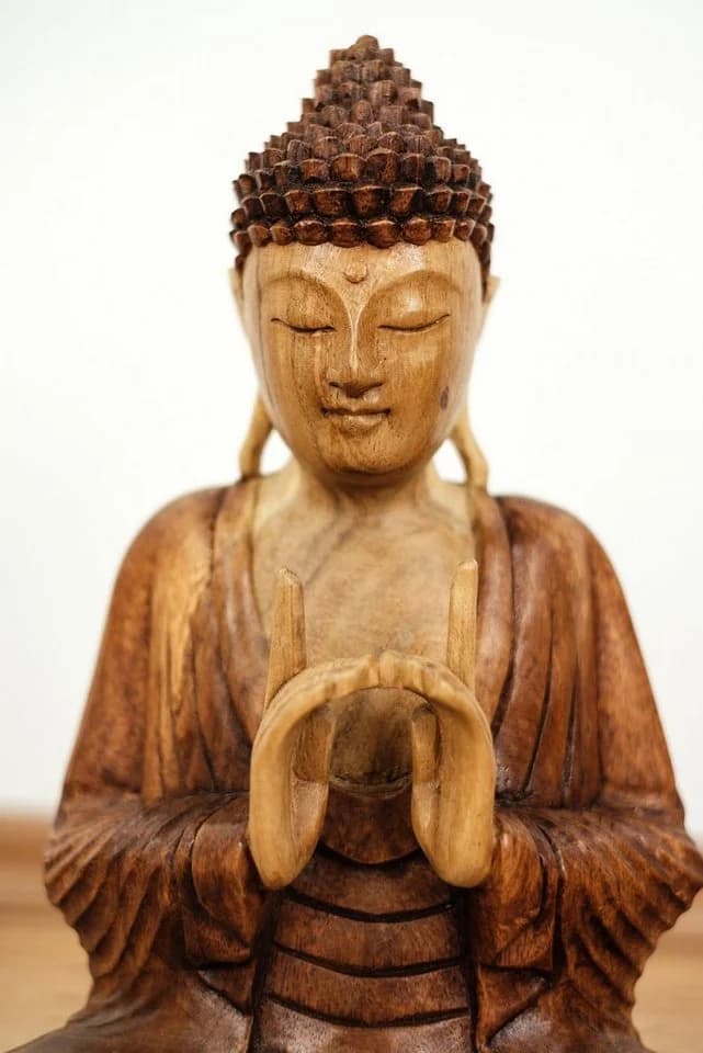 Livasia Buddhafigur Holz Statue 30 cm