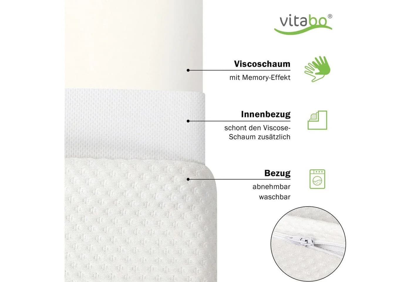 Vitabo Nackenkissen ergonomisches Nackenstützkissen Memory-Schaum - Bild 3
