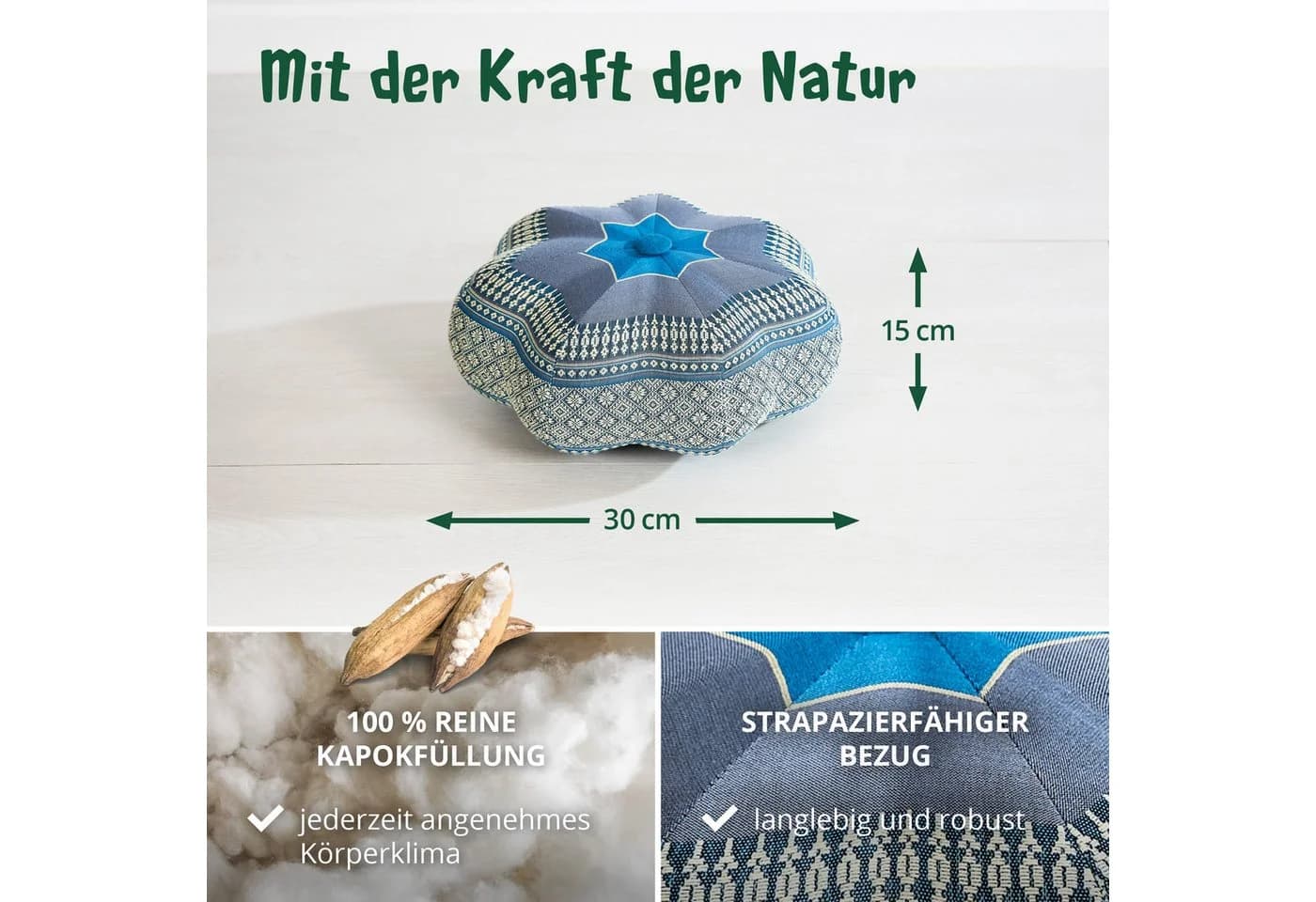 livasia Meditationskissen Zafukissen Stern klein blau - Bild 4