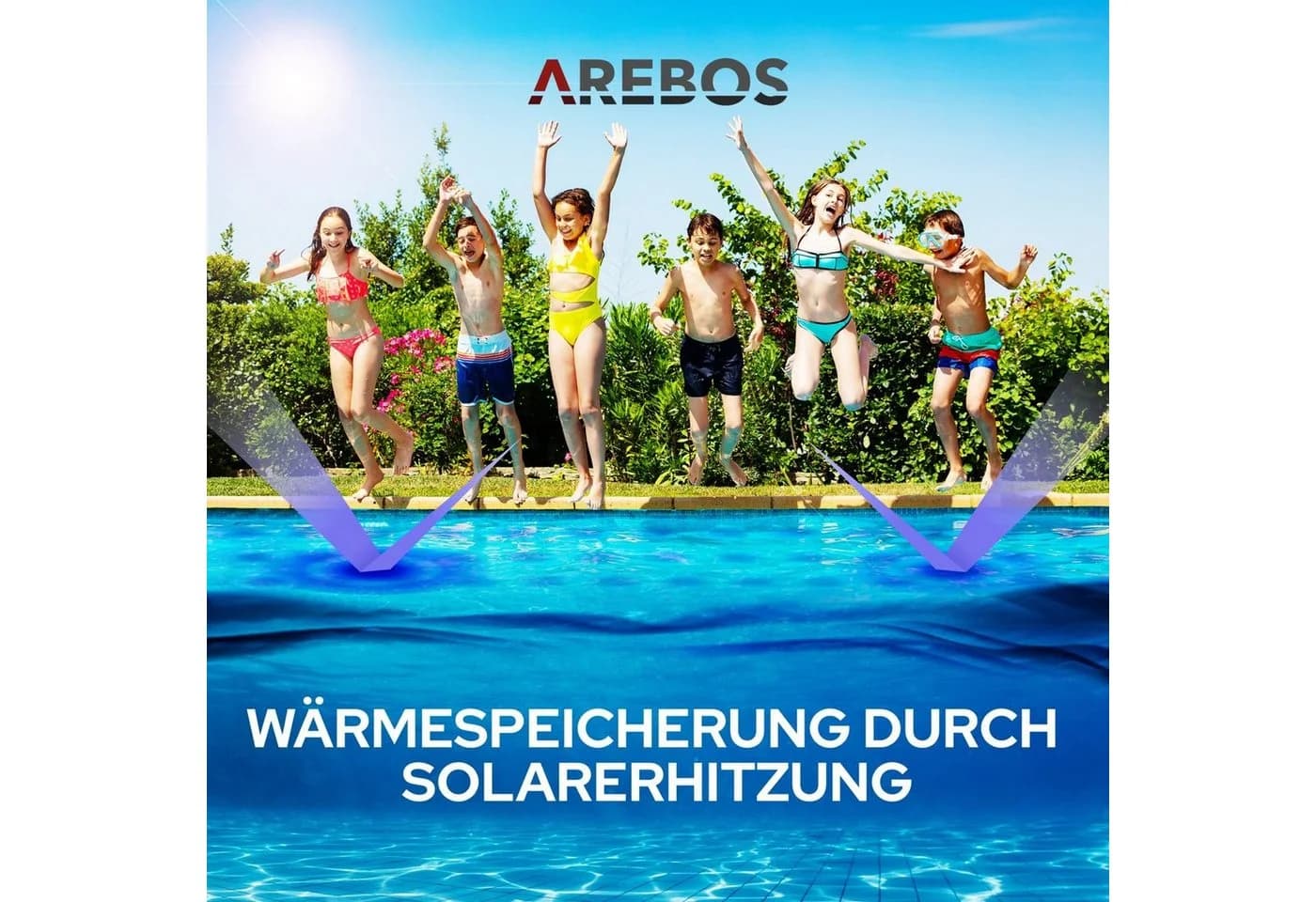 Arebos Solarabdeckplane Pool Solarfolie Blau 8 x 5 m - Bild 3