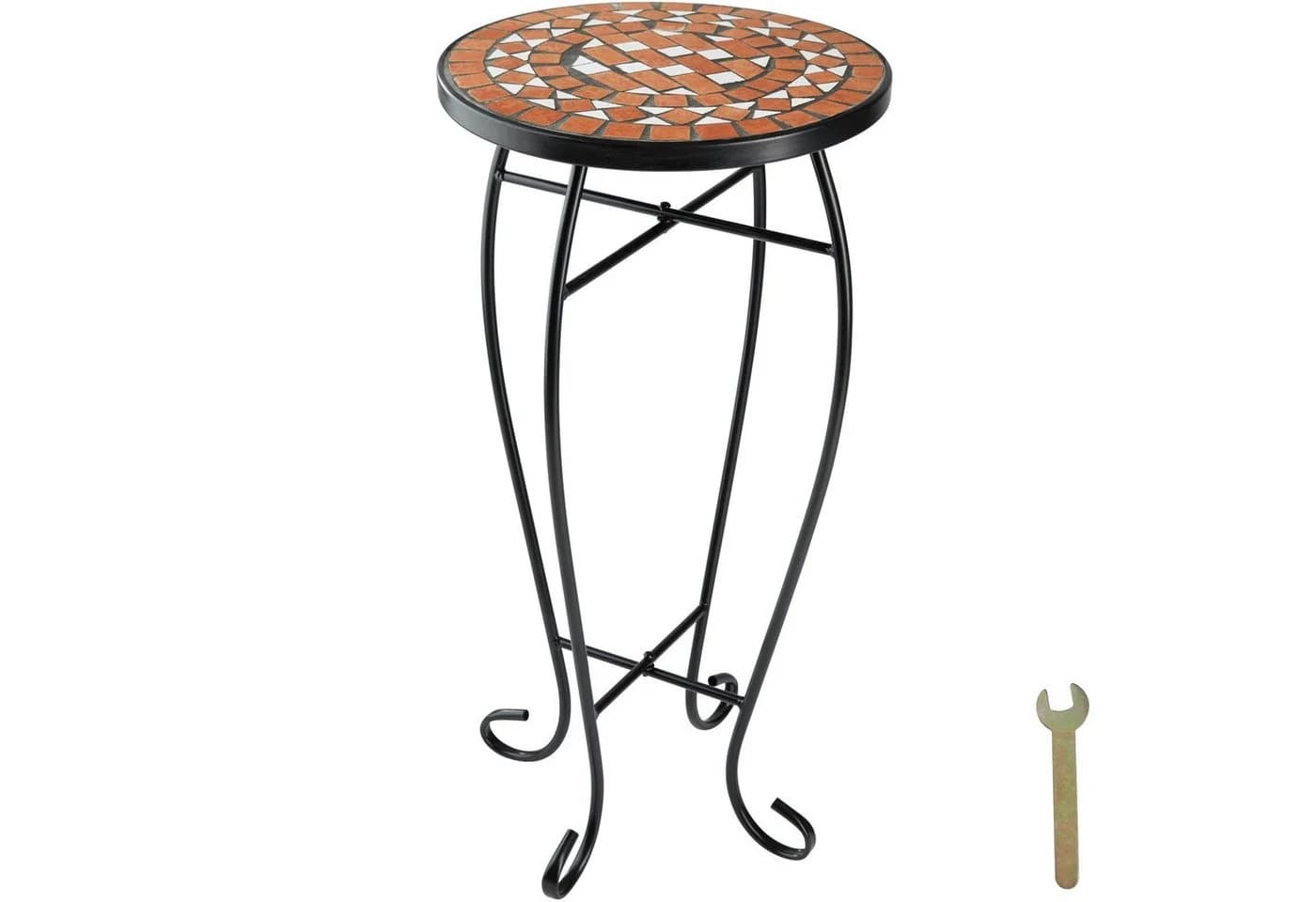 tectake Balkontisch Stahl Mosaik Grau 30x30x61,5 cm - Bild 2