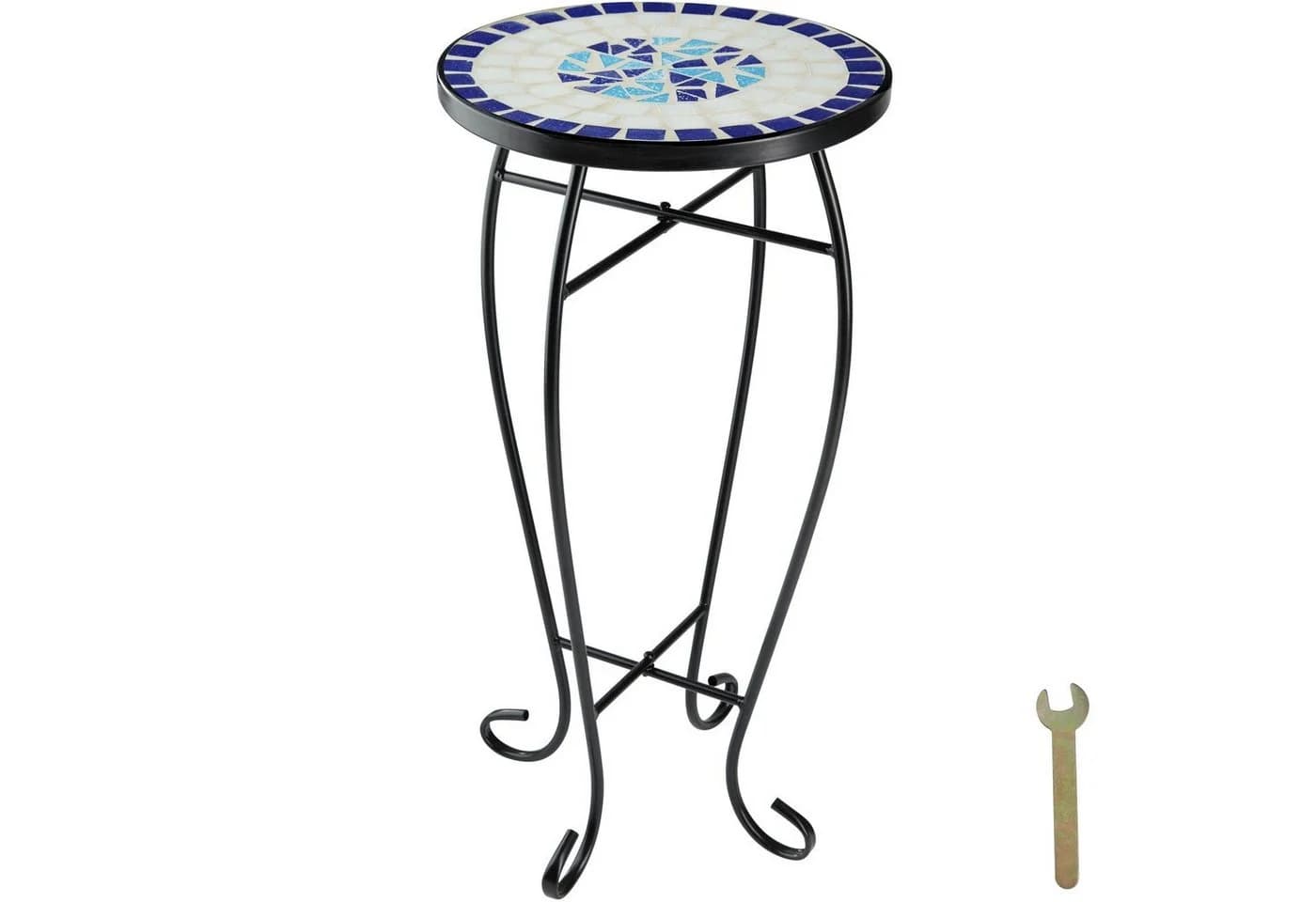 TecTake Balkontisch Stahl Mosaik Grau 30x30x61,5 cm - Bild 2