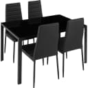 tectake Essgruppe Berlin 5-tlg. Schwarz Kunstleder Glas Bild 1