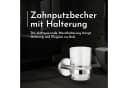 Bürstenking Zahnbürstenhalter mit Glasbecher Edelstahl matt Serie 190 Bild 1