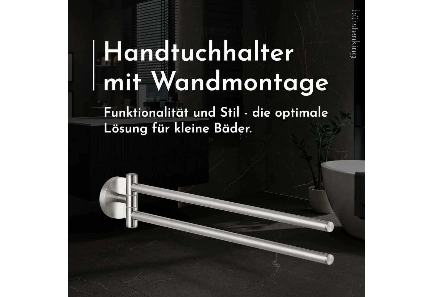Bürstenking Doppelhandtuchhalter zweiarmig Edelstahl gebürstet Serie 190