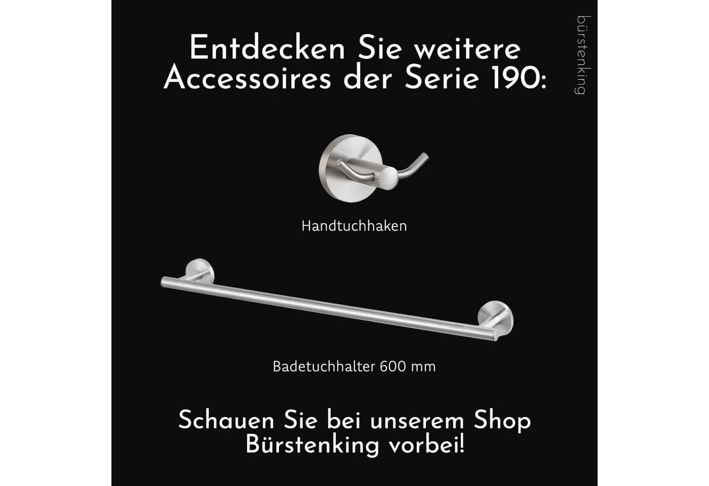 Bürstenking Doppelhandtuchhalter zweiarmig Edelstahl gebürstet Serie 190 - Bild 5