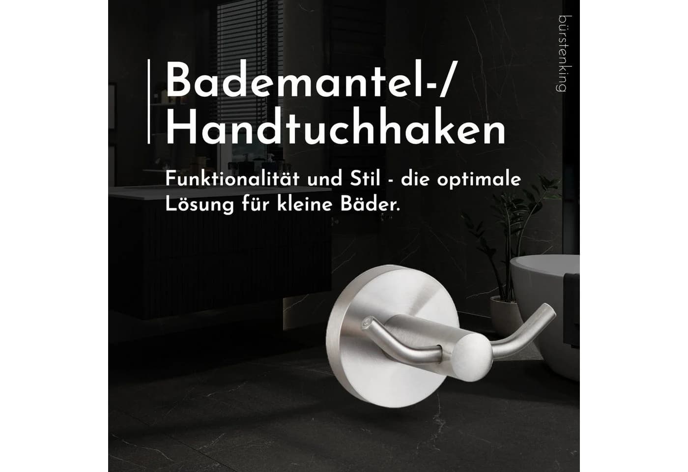 Bürstenking Handtuchhalter 2-fach Edelstahl gebürstet Serie 190
