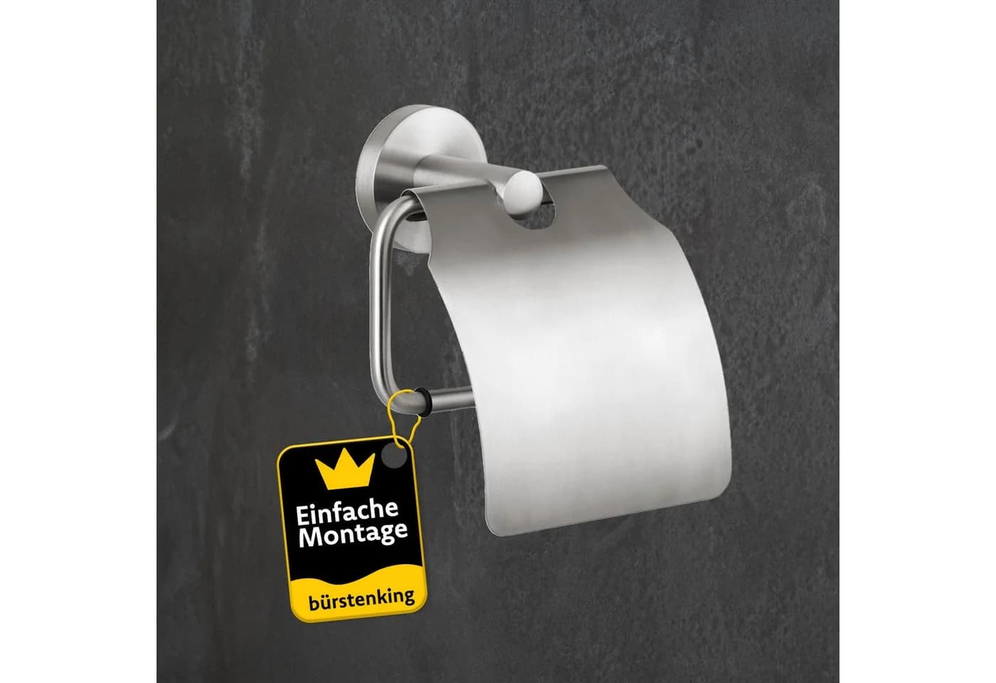 Bürstenking Toilettenpapierhalter mit Deckel Edelstahl Silber Serie 190 - Bild 2