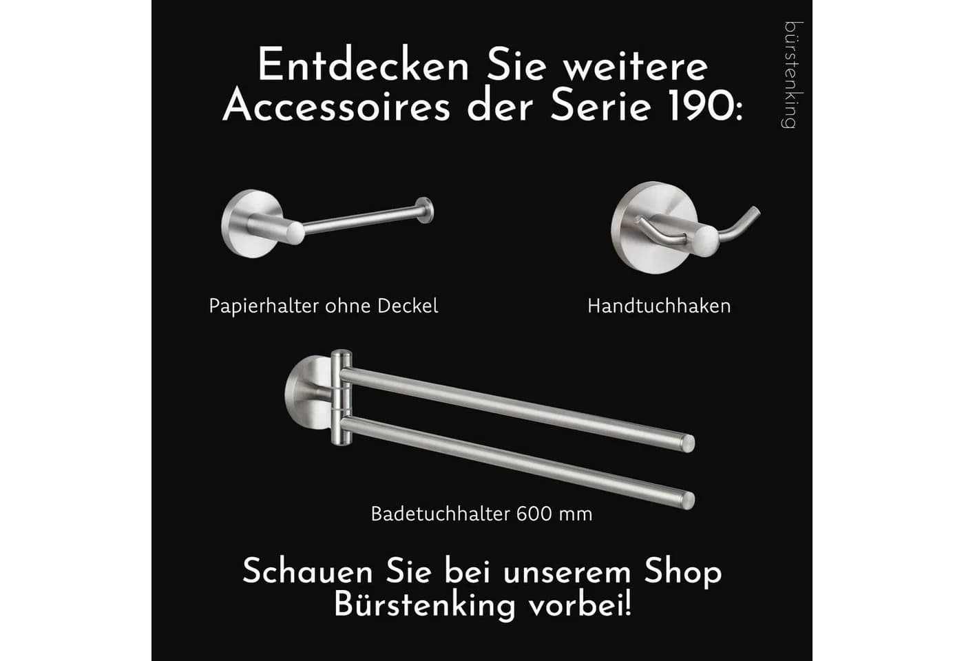 Bürstenking Toilettenpapierhalter mit Deckel Edelstahl Silber Serie 190 - Bild 5
