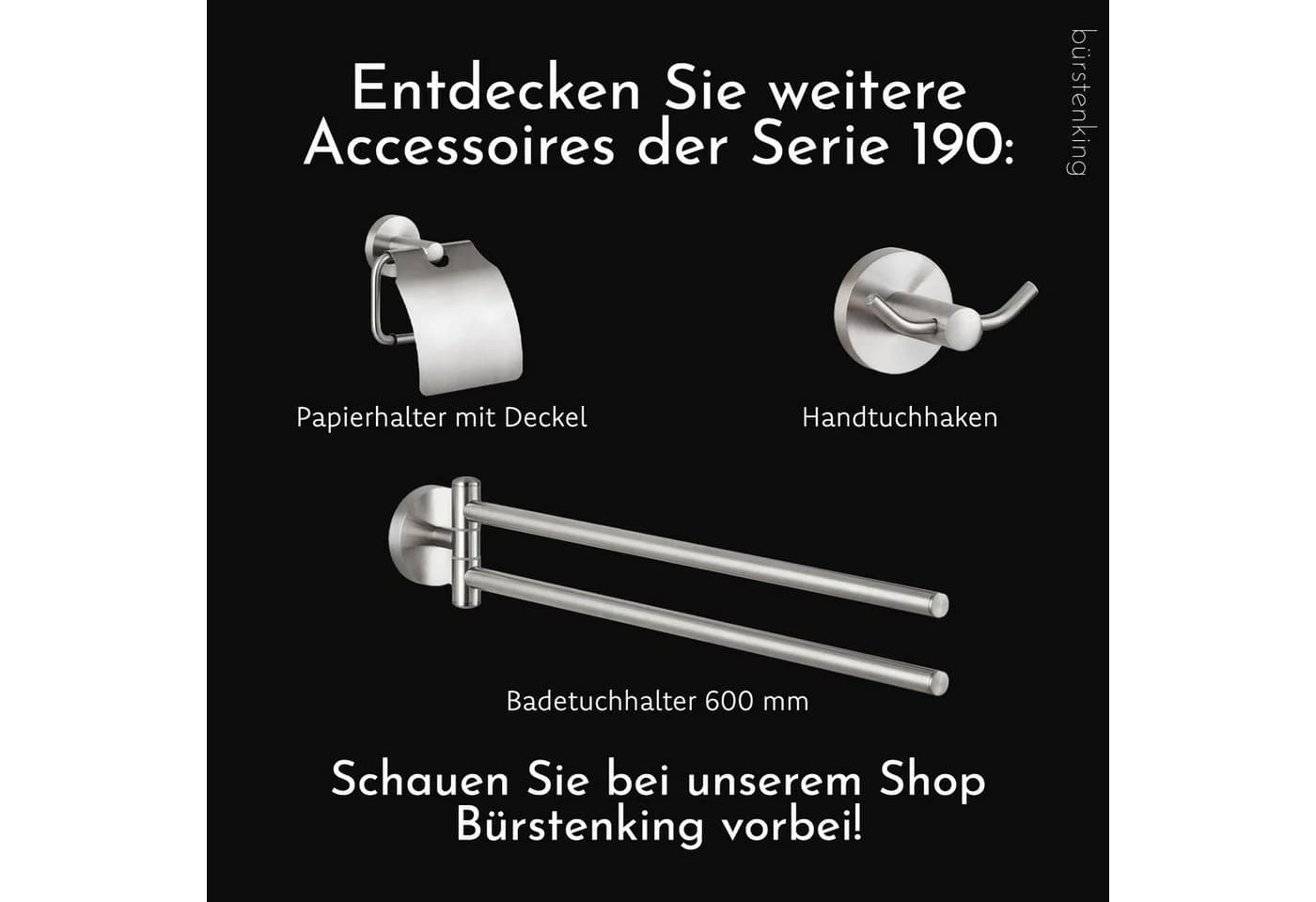 Bürstenking Toilettenpapierhalter Edelstahl matt Serie 190 - Bild 5