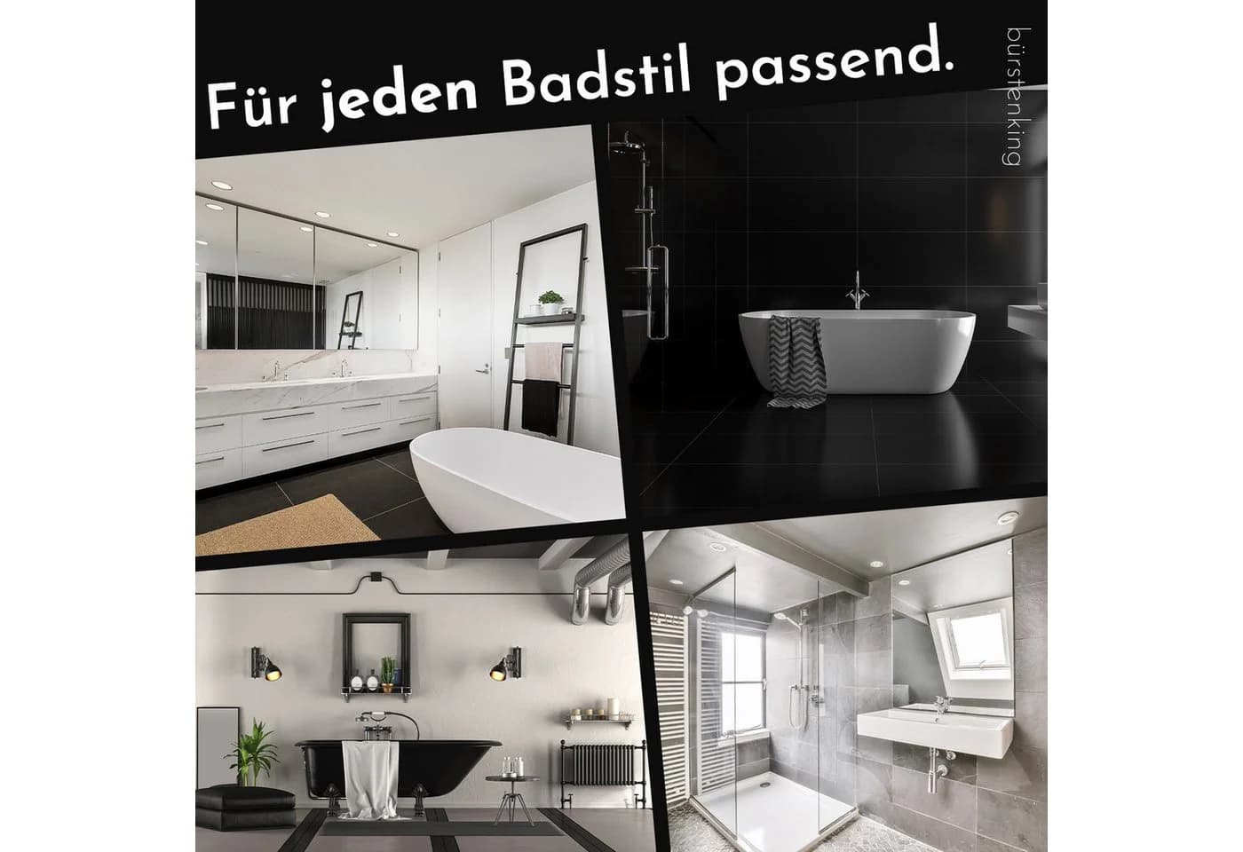 Bürstenking WC-Garnitur Edelstahl Matt Toilettenbürste mit Halter - Bild 3