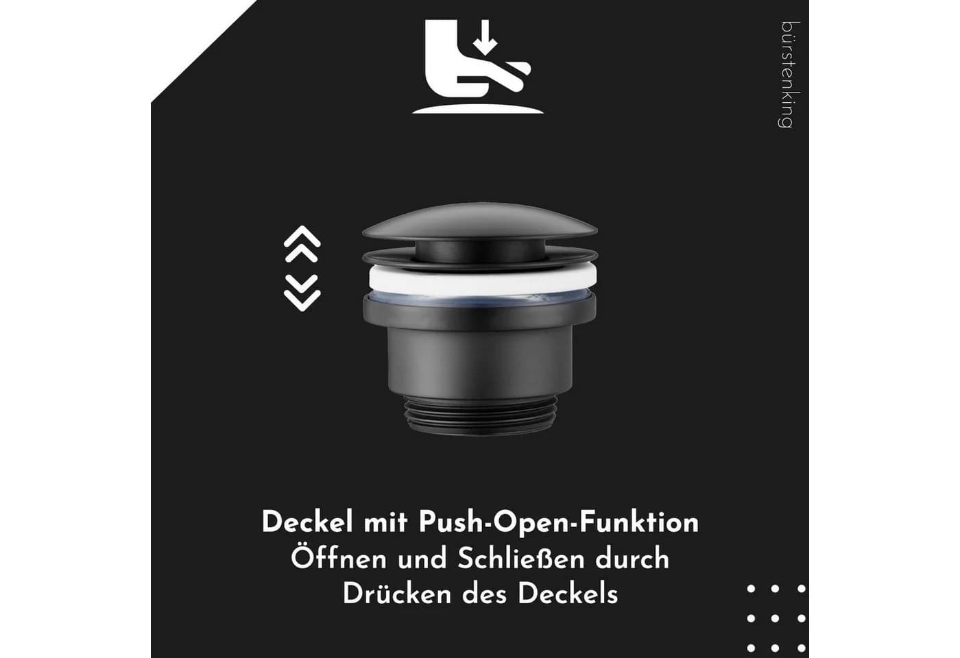 Bürstenking Ablaufgarnitur Ø 63 mm – Messing, Push-Open - Bild 4