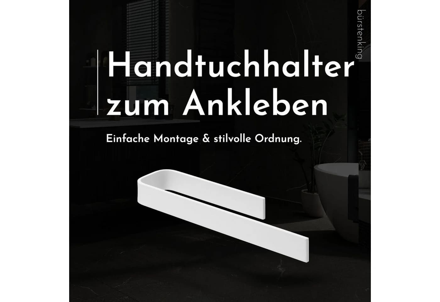 Bürstenking Handtuchhalter selbstklebend ohne Bohren 33/39 cm