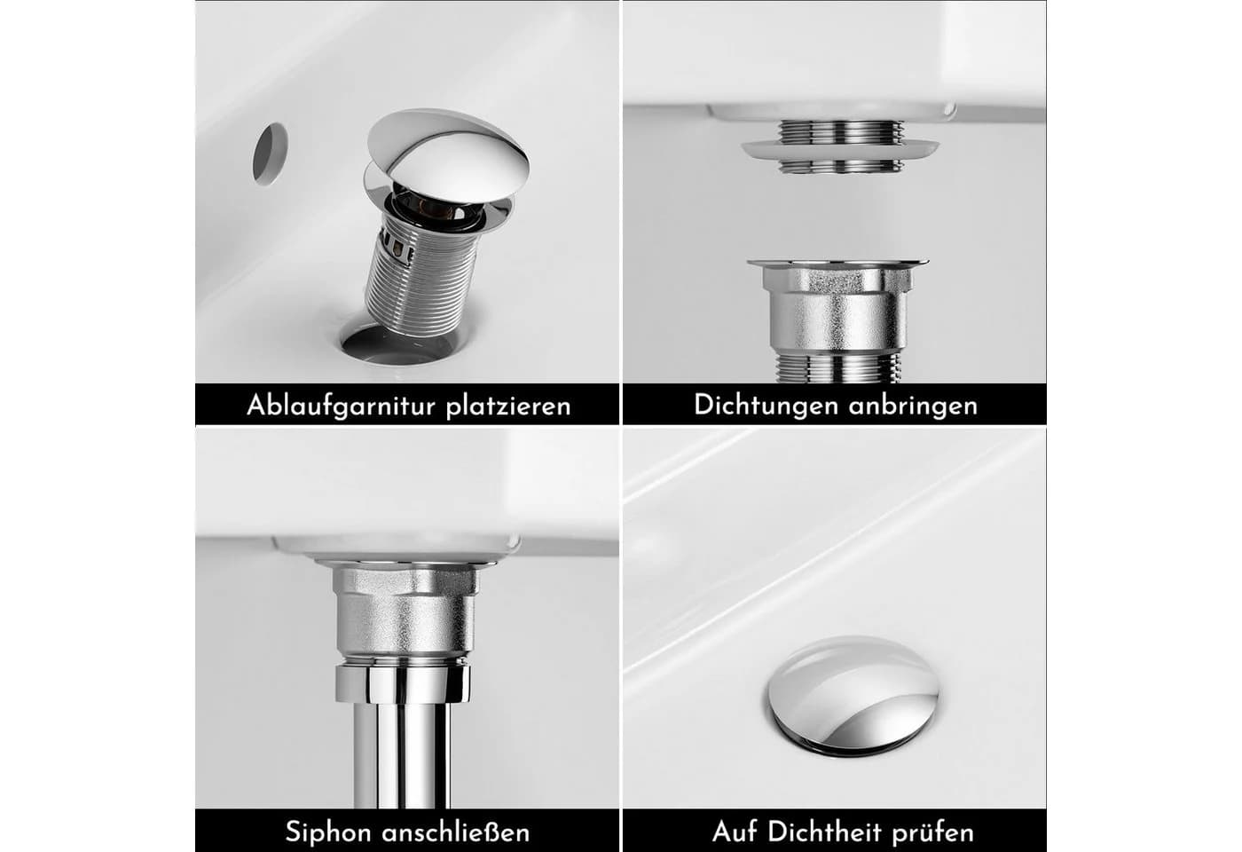 Bürstenking Ablaufgarnitur Push-Open mit Haarsieb Chrom - Bild 5