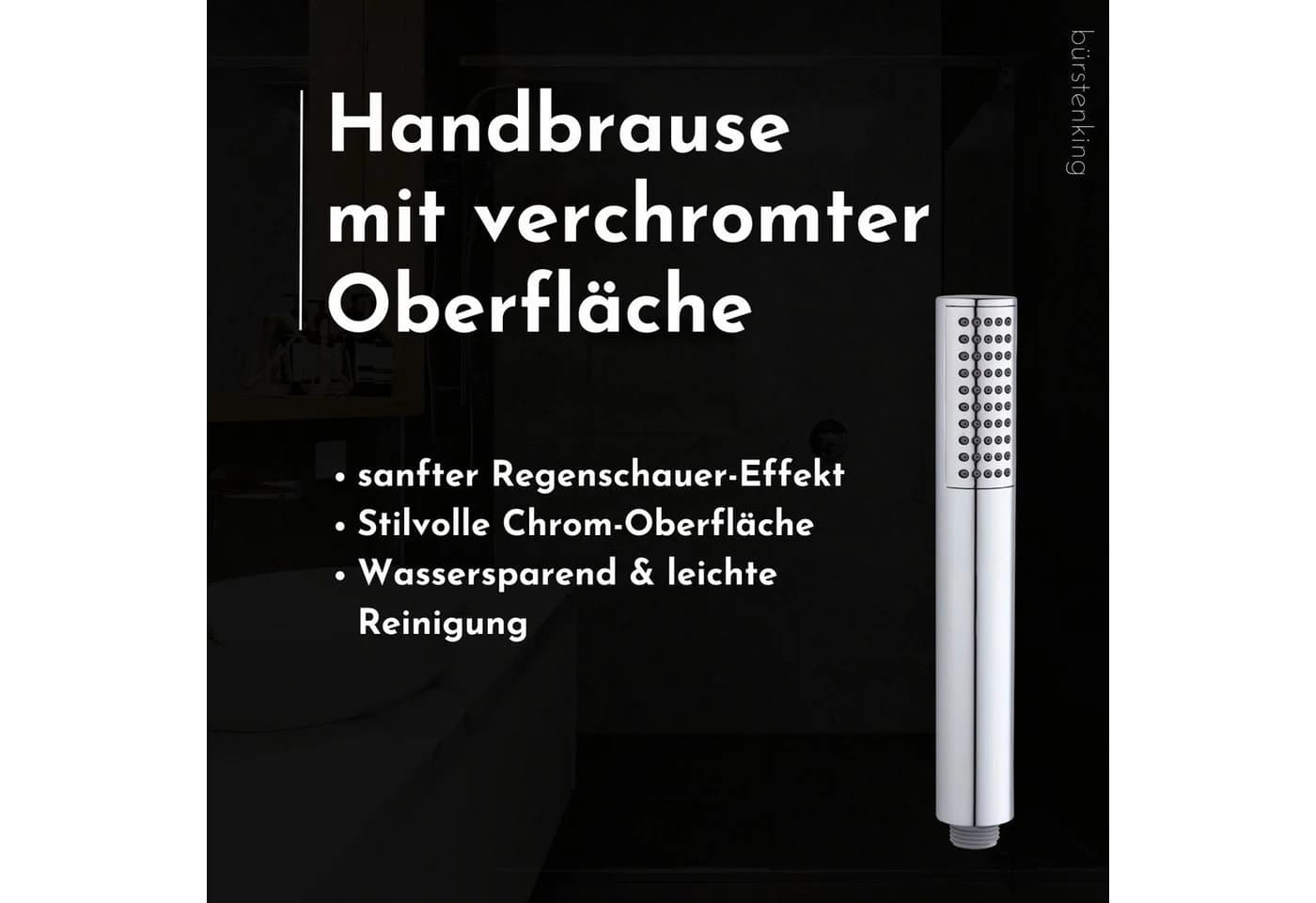 Bürstenking Handbrause Stabbrause Chrom - Wassersparend mit Silikondüsen