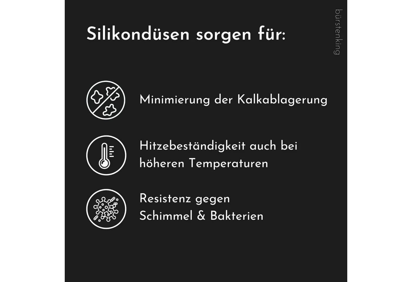 Bürstenking Handbrause Stabbrause Chrom - Wassersparend mit Silikondüsen - Bild 3