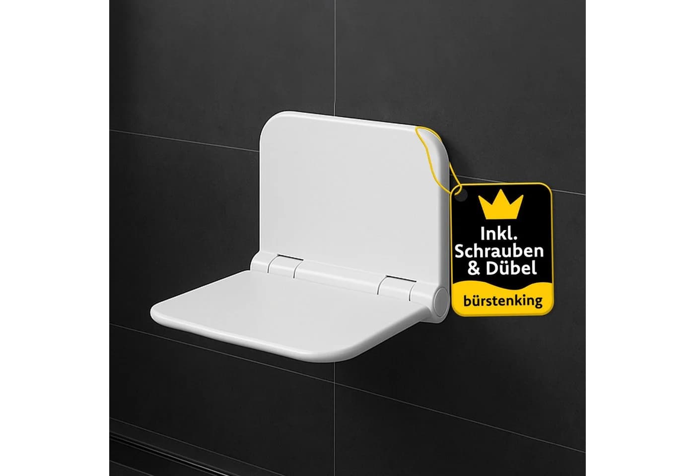 Bürstenking Duschklappsitz klappbar mit Rückenlehne weiß - Bild 2