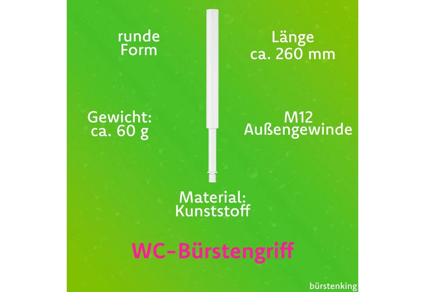Bürstenking WC-Bürstengriff Schwarz Kunststoff M12 Gewinde - Bild 3